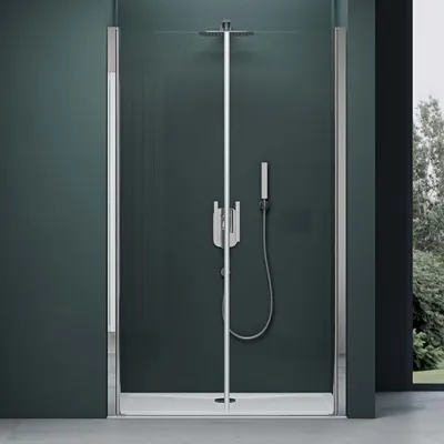 Produktbild von Mai & Mai Duschtür Nischentür dusche Duschabtrennung Duschkabine Schwingtür 180° Doppeltür 6mm ESG Nano-Beschichtung Klarglas mit Hebe- und Senkmechanismus 130x195cm Ter24k