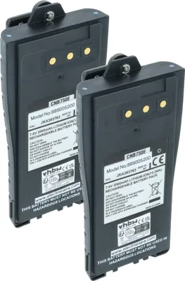 Produktbild von vhbw 2x Akku Ersatz für Entel CNB750E für Funkgerät, Walkie Talkie (2000 mAh, 7,6 V, Li-Ion) + Gürtelclip