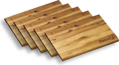 Produktbild von Kesper Brotzeitbrett 32 x 21 cm Akazie 5er Set extra groß mit Einbrand Brotzeit Essbrett Schneidbrett Frühstücksbrettchen