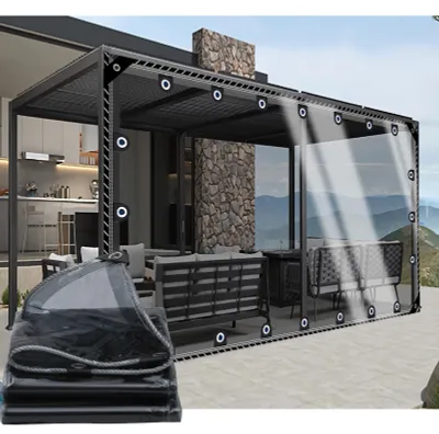 Image de Bâche transparente noire, dimensions 2,2 m x 2,4 m, imperméable, très résistante, épaisseur 0,4 mm