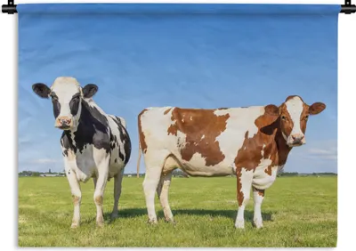 Produktbild von MuchoWow® Wandteppich Wandbehang Kühe - Bauernhof - Gras - Natur - Tiere 150x112.50 cm Tapisserie Dekoration Wandtuch - Wanddecke - Wandteppiche