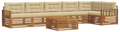 Imagen del producto de vidaXL Juego de sofás de exterior, 7 piezas, color natural y beige