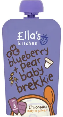 Immagine prodotto di Ella's Kitchen Baby Bosbessen Ontbijtje 6m+ 100g - biologico, senza glutine, vegano, ricco di sostanze nutritive