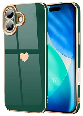 Image de Coque pour iPhone 17, Silicone Motif Coeur Antichoc Souple Anti-Rayures Ultra Slim - Vert Nuit
