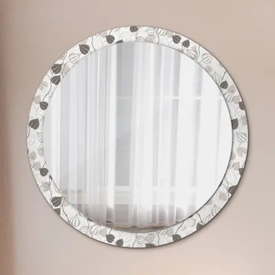 Produktbild von Modern Spiegel - Wandspiegel Design Wandmontage – Badspiegel mit Aufdruck - Rundspiegel - Abstrakt Blumig - Runder: Ø100cm