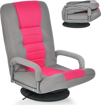 Produktbild von COSTWAY Bodenstuhl 360° drehbar, Bodensessel mit 6-Fach Verstellbarer Rückenlehne, Game Sessel gepolstert, Bodensofa Meditationsstuhl bis 140kg belastbar, Lazy Sofa (Rosa)