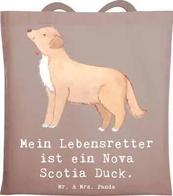 Produktbild von Mr. & Mrs. Panda Schultasche Nova Scotia Duck Lebensretter - Braun Pastell - Geschenk, Tote Bag, Tolling Retriever, Einkaufstasche, Tragetasche, Uni Tasche, Jutebeutel