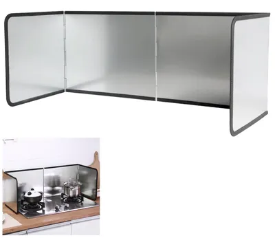 Produktbild von Küchenrückwand, 4-seitig faltbarer Spritzschutz, Spritzschutz, platzsparender, faltbarer Fettspritzschutz für Küchen, Herde, Töpfe und Wände (76x29x30cm)