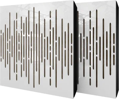 Produktbild von 4er-Set Akustikpaneele WAVE Samt 50x50x5 cm, Weißer Kunststoff/Beige
