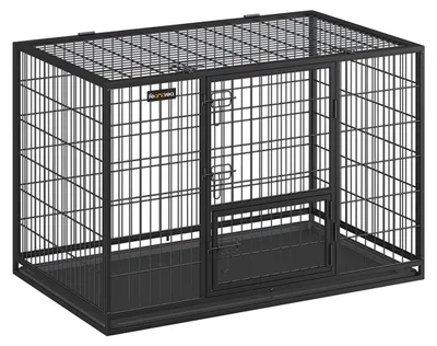 Immagine prodotto di Gabbia per cani in acciaio, robusta e spaziosa, con box estraibile. Dimensioni: 122 x 74,5 x 80,5 cm. Colore: nero