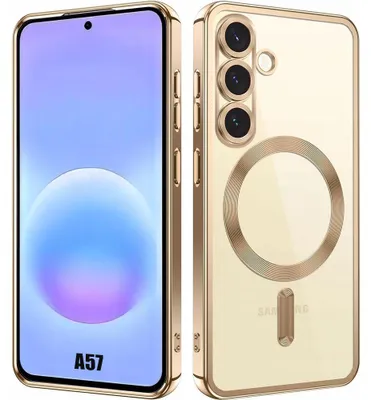 Image de Coque pour Samsung Galaxy A57 5G, Protection avec Anneau Magnétique Contour Brillant Doré