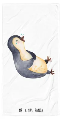 Produktbild von Mr. & Mrs. Panda Strandtuch Pinguin Lachen - Weiß - Geschenk, Reisehandtuch, Duschtuch, Haha, Handtuch, Pinguine, Lol, Freude, Duschhandtuch, Humor, Badehandtuch