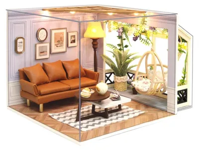 Image de Kit de construction miniature de maison en bois, modèle de chambre à coucher avec meubles, pour créer un moment chaleureux