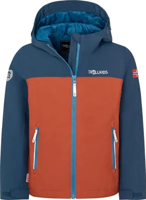 Produktbild von Trollkids Kinder Telemark Regenjacke red clay/mystic blue 122