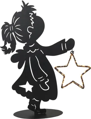 Produktbild von LED-Engel - Schwarz - 35 x 45 cm - Metall - mit LED-Beleuchtung