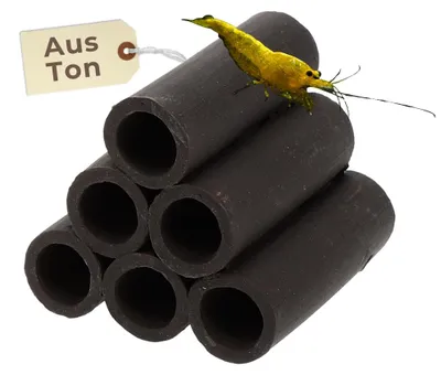 Produktbild von Aquariendeko Pyramide 6er Set Aquarium Deko Höhle Versteck Garnelen Aquarium Zubehör Deko Welshöhle Tonrohr Keramik Garnelenröhre Garnelenhöhle Laichröhre Schwarz