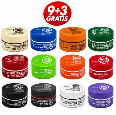 Produktbild von Red One Haarwachs Mix 12er-Set 12 x 150 ml – Aqua und Matte Hair Wax Sortiment 9+3 gratis