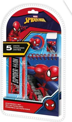 Image de Kids Euroswan | Set d'accessoires scolaires Spider-Man - Coloré - Contient un huilier, un bloc-notes et plus - Parfait pour les petits fans