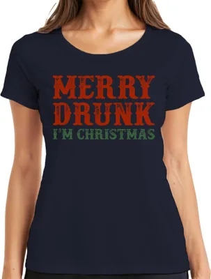 Produktbild von Merry Drunk I'm Christmas - Weihnachten Weihnachtsgeschenk Christmas Damen T-Shirt, Navy, S