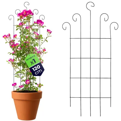 Image de Treillis métallique KADAX 58 x 120 cm, 1 pièce, support pour plantes grimpantes telles que les rosiers et les clématites, treillis pour jardin, balcon et terrasse, treillis en acier