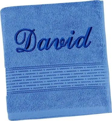 Produktbild von Frottierhandtuch Streifen mit Namensstickerei - 50x100 cm - Blau