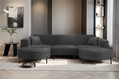 Produktbild von Wohnlandschaft U-Form Sofa VALENCIA in Stoff Noel Grafit