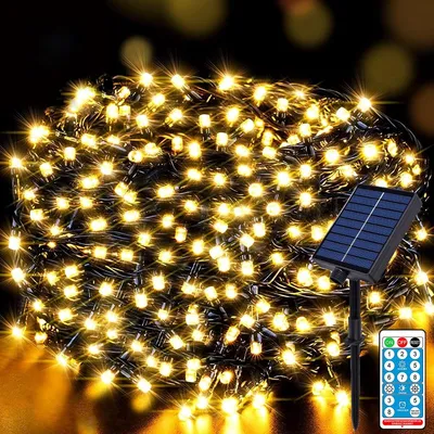 Obrázek produktu pro Solární světelný řetěz - 30 m - 300 LED - Teplá bílá - Zelený kabel - Venkovní použití
