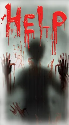 Produktbild von Oblique Unique Halloween Sticker HELP mit Geist Silhouette realistischer Aufkleber