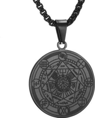 Zdjęcie produktu dla Naszyjnik męski Siedmiu Archaniołów Medal Talizman ze stali nierdzewnej Noir