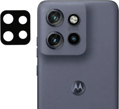 A close-up of a smartphone's camera module and a separate camera lens protector.