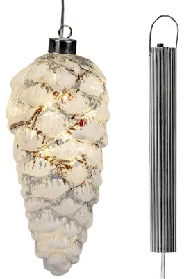 Produktbild von formano LED Zapfen 21 cm aus Glas mit Timer 6h/18h Weihnachtsdeko