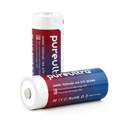 Produktbild von PureUltra 26650 Li-ion Akku – 5000 - 7000mAh | 14A | 3.7V | geschützt | wiederaufladbar