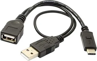 Produktbild von System-S OTG Kabel USB 2.0 Type A zu USB 3.1 Type C und USB 2.0 Type A 35 cm
