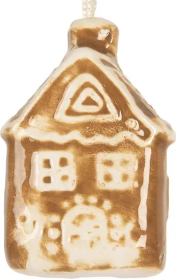 Zdjęcie produktu dla Clayre & Eef Ozdoba świąteczna dom 4x4x7 cm brązowa ceramika