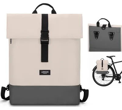 2-in-1 Fahrradtasche & Rucksack Sand Grau, wasserabweisend