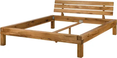 Produktbild von MASSIVMOEBEL24 Balkenbett Wildeiche 200x200x88,5 natur geölt KRAKAU #204