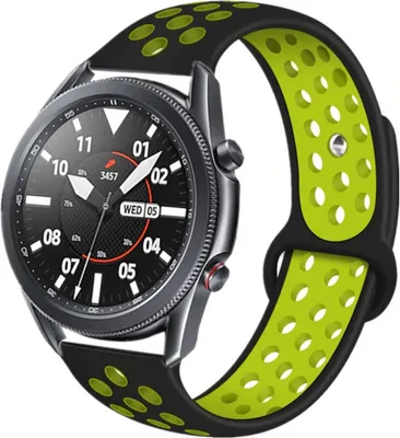Produktbild von Strap-it Samsung Galaxy Watch 3 45mm Sportarmband (Schwarz / Gelb)