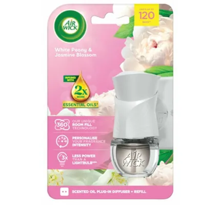 Image de Air Wick Diffuseur électrique de parfum à la pivoine blanche et à la fleur de jasmin Recharge 19ml