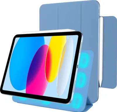 Image de Cazy Housse pour Tablette compatible avec iPad 11 (2025) 11 inch / 10e generatie (2022) 10.9 inch - Étui TriFold Bookcase Magnétique - Bleu