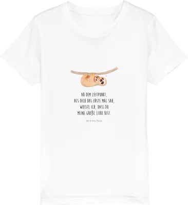 Produktbild von Mr. & Mrs. Panda Kleinkinder T-Shirt Faultier Kind 5-6 Jahre (110/116) - Weiß - Geschenk, Mama, Baby, Jungen, glücklich, Kinder, Geburt, Teenager, Liebe, Kindershirt