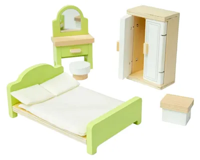 Obrázok produktu pre Bigjigs Drevený nábytok do bábikového domčeka – spálňa – 5-dielna sada