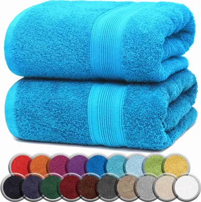 Produktbild von Frottier Badetücher 2er Pack 100x150cm, 100% Baumwolle, Türkis