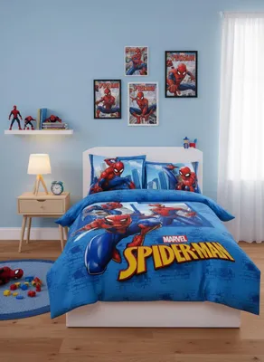 Produktbild von Marvel SPIDERMAN Bettwäsche 80x80 + 135x200cm, Baumwolle mit Reißverschluss, KI-generiertes Bild