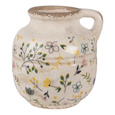 Produktbild von Clayre & Eef Dekorative Kanne Ø 12x14 cm Beige Gelb Keramik Blumen
