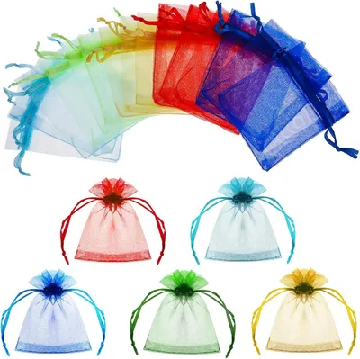 Produktbild von Kleine Organza Beutel 7 x 9 cm Mix Farbe - 50 Stück