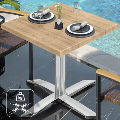 Produktbild von WTG | Bistro Außen Tisch | B: T: H: 60 x 60 x 75,5 cm | Eiche / Aluminium | Quadratisch | Zusatzgewicht | Bistro Tisch Gastro Tisch