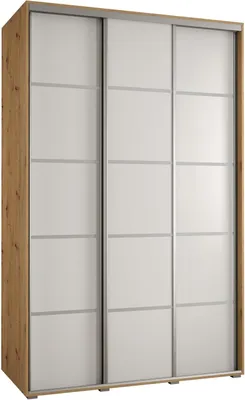 Produktbild von MEBLE KRYSPOL Cannes 4 Schrank mit 3 Schiebetüren - 205,2x150x60 cm - Artisan Weiß Silber