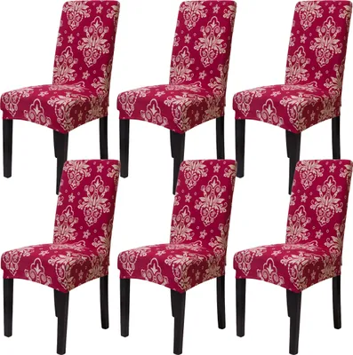 Produktbild von 6er Pack Stretch Stuhlbezug Abnehmbarer Stuhlschutzbezug für Wohnkultur, Maschinenwaschbar Stuhl Husse (Rot)