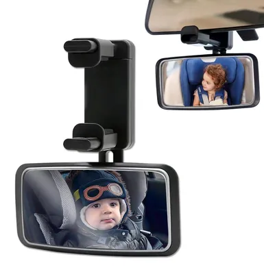Produktbild von Rücksitzspiegel Baby 360° schwenkbar bruchsicher mit Clip 13 x 6.3 cm
