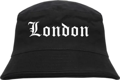 Produktbild von London Fischerhut - Altdeutsch - bedruckt - Bucket Hat Anglerhut Hut Schwarz S/M